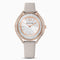 Crystalline Aura Watch, Leather Strap, Gray, Rose-gold Tone Pvd